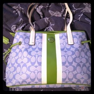 COACH - Signature Stripe Blue PVC Carryall
